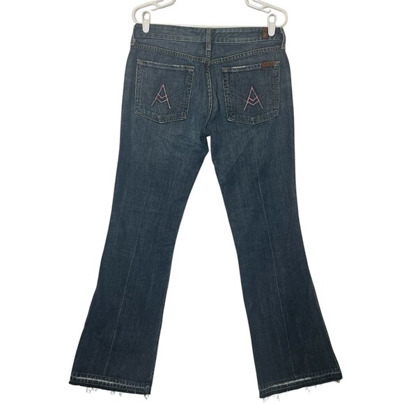 7 for all mankind  Women’s A Pockets Jeans Size 31 Bootcut Blue Cotton Zipper - Picture 2 of 14